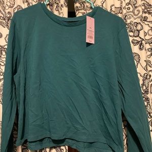 Teal long sleeve crop top